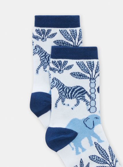 Παιδικές Κάλτσες για Αγόρια Λευκές/Μπλε Zebra