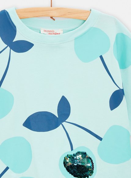 Παιδική Μπλούζα για Κορίτσια Blue Cherries - ΠΡΑΣΙΝΟ φωτογραφία