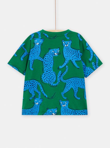 Παιδική Μπλούζα για Αγόρια Green/Blue Leopards