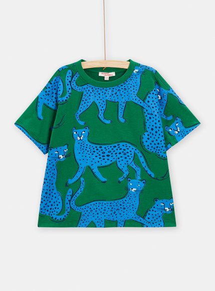 Παιδική Μπλούζα για Αγόρια Green/Blue Leopards