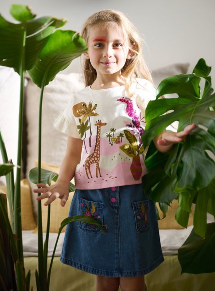 Παιδική Φούστα για Κορίτσια Flower Denim
