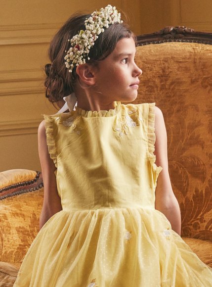 Παιδικό Φόρεμα για Κορίτσια Embroided Yellow