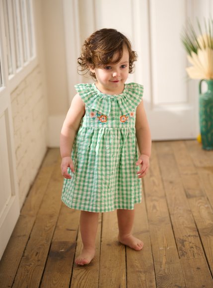 Βρεφικό Φόρεμα για Κορίτσια Green Checkered