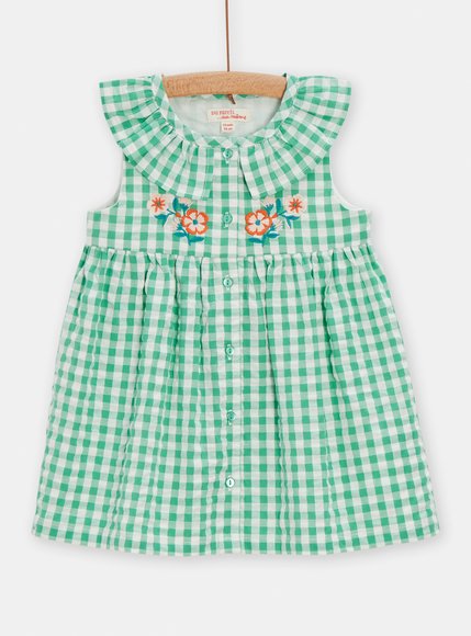 Βρεφικό Φόρεμα για Κορίτσια Green Checkered