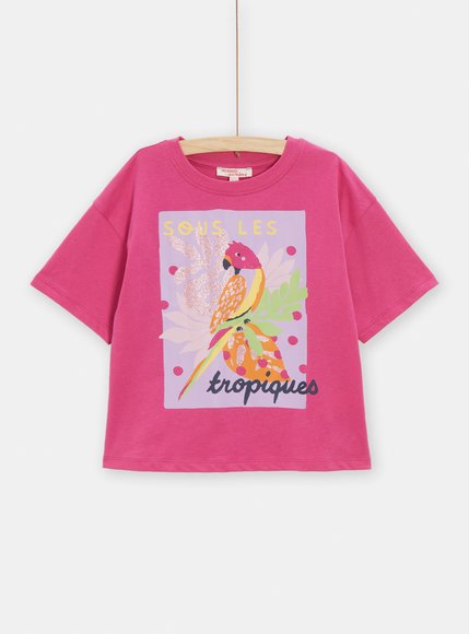 Παιδική Μπλούζα Κοντομάνικη για Κορίτσια Pink Parrot