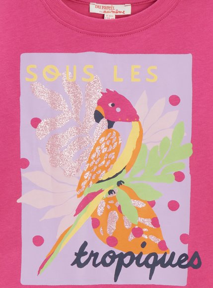 Παιδική Μπλούζα Κοντομάνικη για Κορίτσια Pink Parrot
