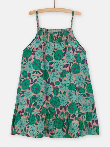 Παιδικό Φόρεμα Green Flowers για Κορίτσια