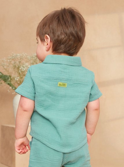 Βρεφικό Πουκάμισο για Αγόρια Dark Turquoise