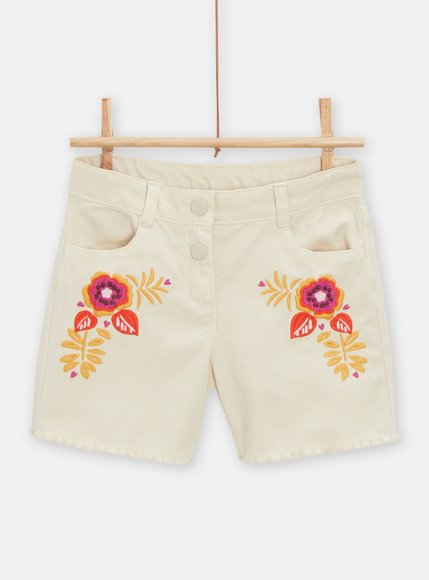 Παιδικό Σορτς για Κορίτσια Creme Flowers