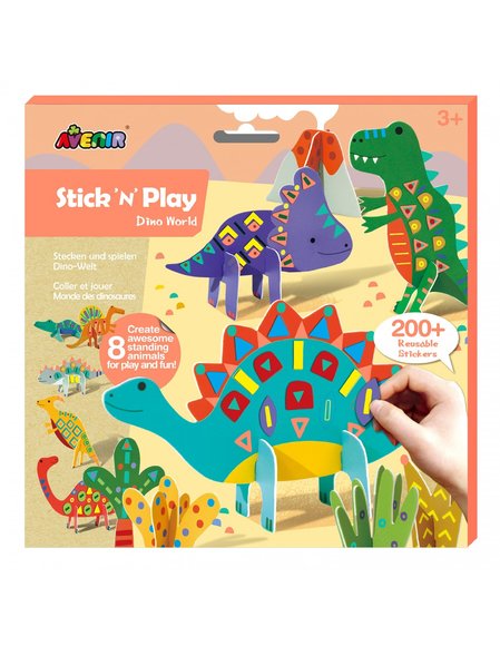 AVENIR Παιδικό Βιβλίο Stick 'N' Play Avenir Dino World - ΠΟΛΥΧΡΩΜΟ