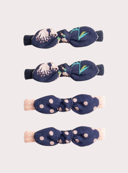 Σετ Παιδικά Λαστιχάκια για Κορίτσια Navy Bow 4 τμχ