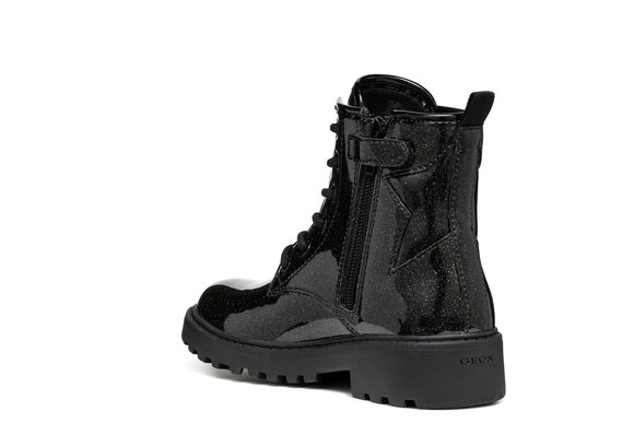 Παιδικά Παπούτσια Geox Casey για Κορίτσια Black Glitter (Μεγέθη 29-36)