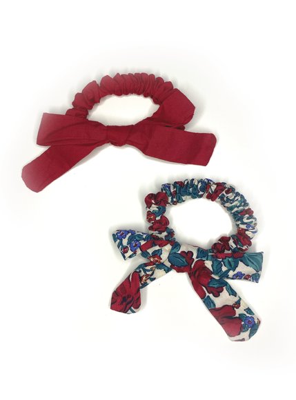 Σετ Παιδικά Λαστιχάκια για Κορίτσια Red Floral 2 τμχ