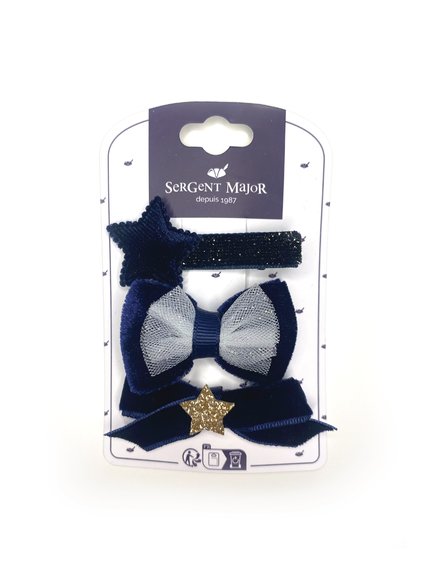 Σετ Παιδικά Κοκαλάκια για Κορίτσια Navy Star 3 τμχ