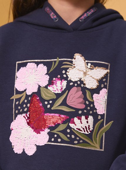 Παιδικό Φούτερ για Κορίτσια Navy Blossom