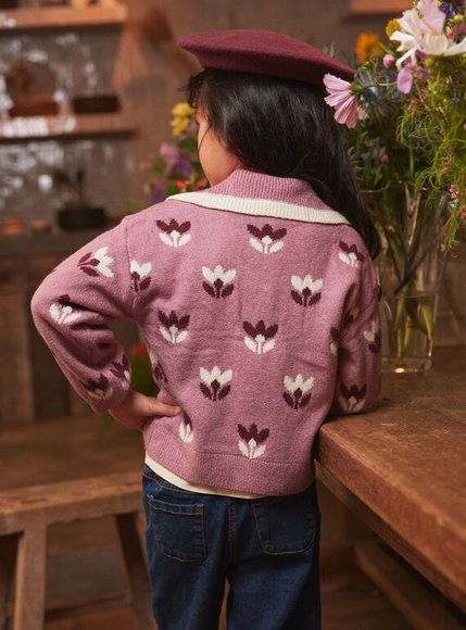 Παιδικό Πουλόβερ για Κορίτσια Purple Knit Flowers