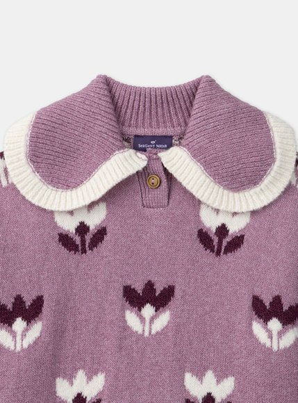 Παιδικό Πουλόβερ για Κορίτσια Purple Knit Flowers