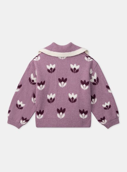 Παιδικό Πουλόβερ για Κορίτσια Purple Knit Flowers