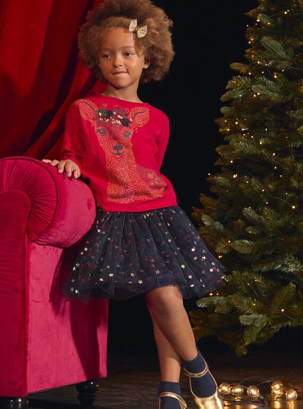 DPAM Παιδική Φούστα για Κορίτσια Iridescent Tulle - ΜΠΛΕ