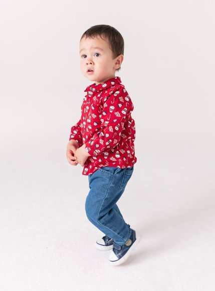 DPAM Βρεφικό Πουκάμισο για Αγόρια Festive Red - ΚΟΚΚΙΝΟ