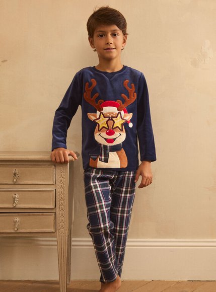 Σετ Παιδικές Πιτζάμες για Αγόρια Navy Christmas Reindeer