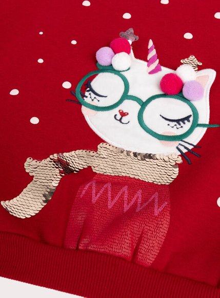 Παιδικό Φούτερ για Κορίτσια Red Christmas Cat