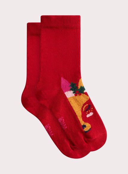 DPAM Παιδικές Κάλτσες Unisex Festive Deer - ΚΟΚΚΙΝΟ