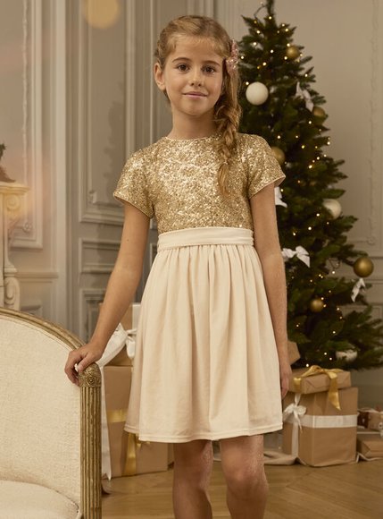 SERGENT MAJOR Παιδικό Φόρεμα για Κορίτσια Christmas Gold - ΜΠΕΖ