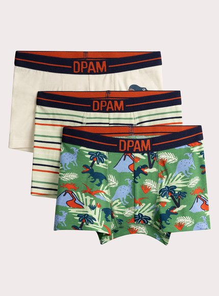 DPAM Σετ Παιδικά Εσώρουχα για Αγόρια Green Dinos 3 τμχ - ΠΟΛΥΧΡΩΜΟ