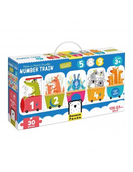 BANANA PANDA Παιδικό Παζλ Banana Panda Make-a-Match Puzzle Number Train - ΠΟΛΥΧΡΩΜΟ