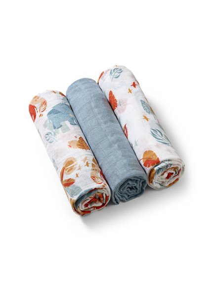 Muslin diapers Σετ Βαμβακερές πάνες αγκαλιάς/μουσελίνες BabyOno 70x70 cm - Blue 3 τμχ - ΠΟΛΥΧΡΩΜΟ