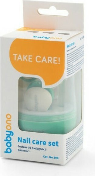 BABY NAIL Βρεφικό Σετ Περιποίησης Νυχιών BabyOno με Θήκη - Mint - ΠΟΛΥΧΡΩΜΟ