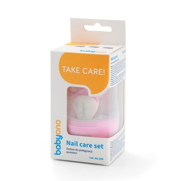 BABY NAIL Βρεφικό Σετ Περιποίησης Νυχιών BabyOno με Θήκη - Pink - ΠΟΛΥΧΡΩΜΟ