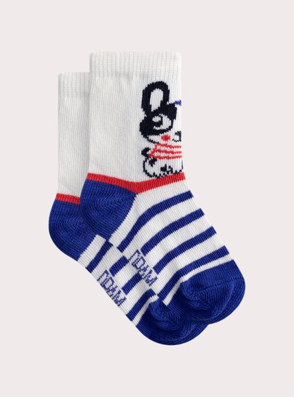 DPAM Βρεφικές Κάλτσες για Αγόρια Blue/White Frenchie - ΛΕΥΚΟ