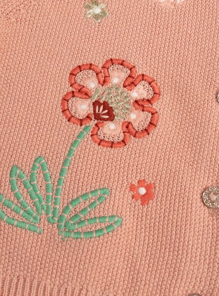 Βρεφική Ζακέτα για Κορίτσια Dusty Pink Embroidered