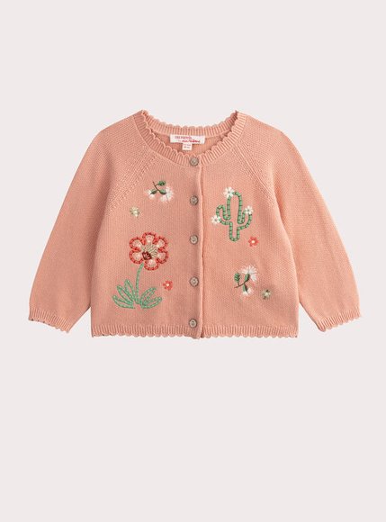 Βρεφική Ζακέτα για Κορίτσια Dusty Pink Embroidered