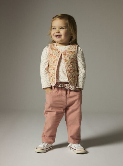 Βρεφικό Γιλέκο για Κορίτσια Quilted Floral - 2 σε 1