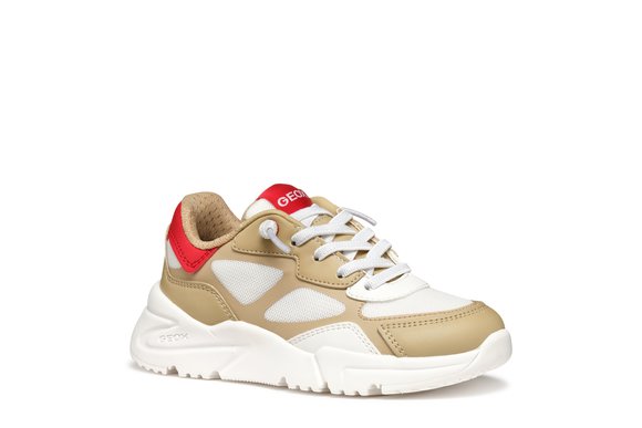 Παιδικά Παπούτσια Geox Loftus για Αγόρια Beige/White (Μεγέθη 25-36)