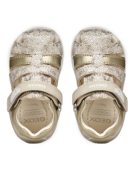 Βρεφικά Παπούτσια Geox Macchia για Κορίτσια Beige Sparkles (Μεγέθη 19-26)