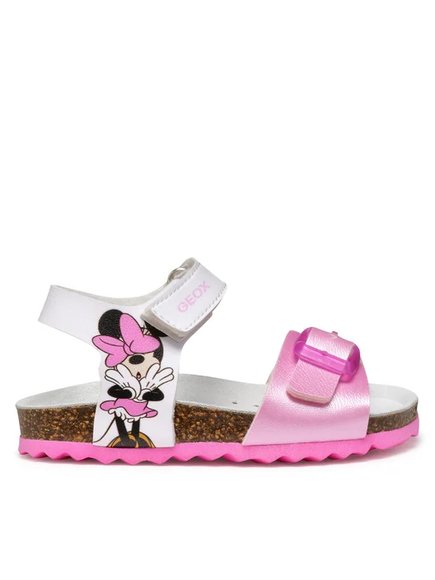 GEOX Βρεφικά Σανδάλια Geox Chalki για Kορίτσια White Minnie Mouse (Μεγέθη 22-27) - ΡΟΖ