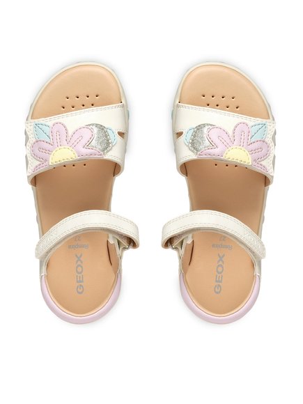 Παιδικά Σανδάλια Geox Haiti για Κορίτσια White Flowers (Μεγέθη 25-35)