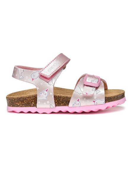 GEOX Βρεφικά Σανδάλια Geox Chalki για Κορίτσια Iridescent Unicorn (Μεγέθη 22-27) - ΡΟΖ