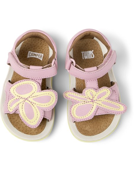 Βρεφικά Πέδιλα Camper Twins για Κορίτσια Pink Flowers (Μεγέθη 21-26)