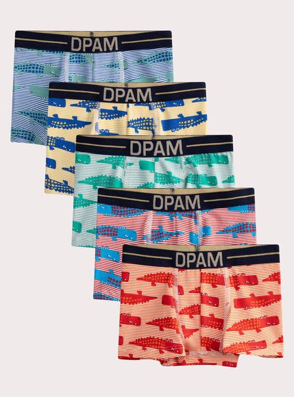 DPAM Σετ Παιδικά Εσώρουχα για Αγόρια Multi Alligators 5 τμχ - ΛΕΥΚΟ