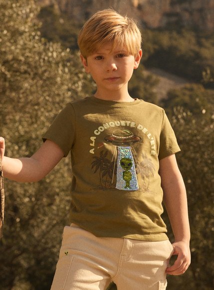 Παιδική Μπλούζα για Αγόρια Olive Alien