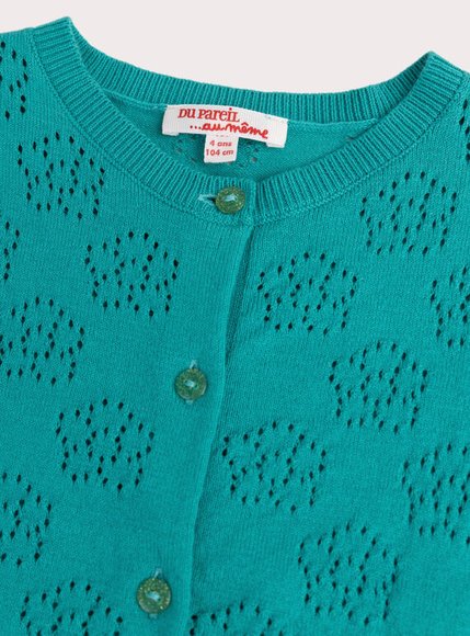 Παιδική Ζακέτα για Κορίτσια Turquoise Openwork