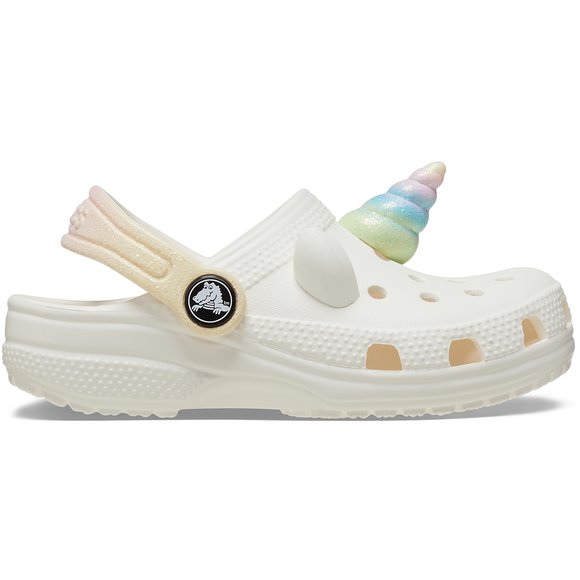 CROCS Βρεφικά Σαμπό Crocs Classic για Κορίτσια Iam Rainbow Unicorn (Μεγέθη 19-28) - ΛΕΥΚΟ