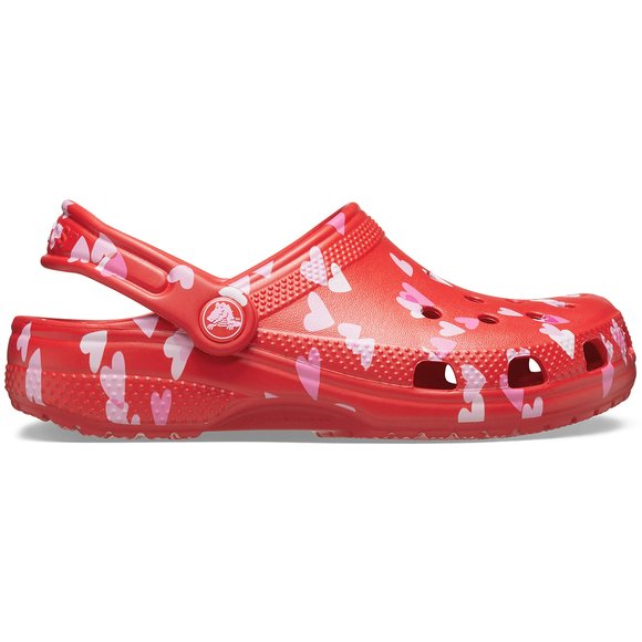 CROCS Βρεφικά Σαμπό Crocs Classic Clog για Κορίτσια Valentine's Day (Μεγέθη 20-28) - ΚΟΚΚΙΝΟ