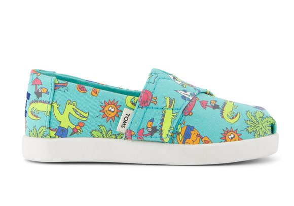 Βρεφικές Εσπαντρίγιες Toms για Αγόρια Aqua Blue Glow in the Dark Alligator (Μεγέθη 19,5-28,5)