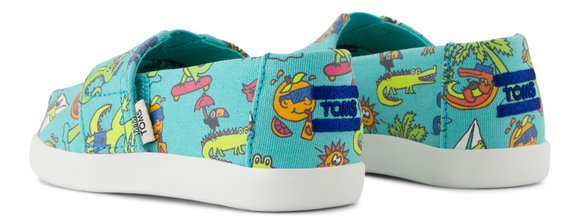 Βρεφικές Εσπαντρίγιες Toms για Αγόρια Aqua Blue Glow in the Dark Alligator (Μεγέθη 19,5-28,5)